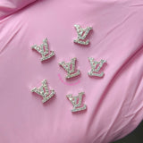 Silver Rhinestone LV Charm (2pc)