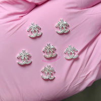 Silver Rhinestone CC with Flower (2pc)