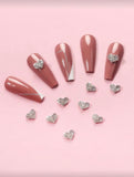 Rhinestone Heart Charms (4pc)
