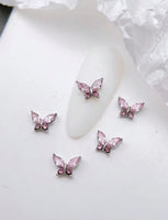 Mini Pink Rhinestone Butterfly Charms (10pc)