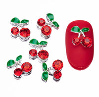 Red & Silver Cherry Charms (6pc)