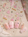 3D Pink Teddy Christmas Stickers