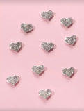 Rhinestone Heart Charms (4pc)