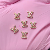 Gold Rhinestone LV Charm (2pc)