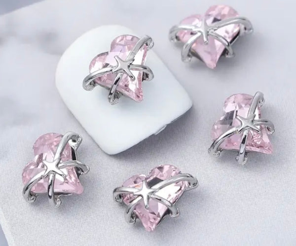 Pink Planet Heart Charms