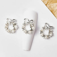 Rhinestone & Pearl Wreath Charms (5pc)