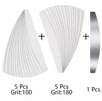 Half Moon Reusable Stainless Steel File Base + 10 Refills