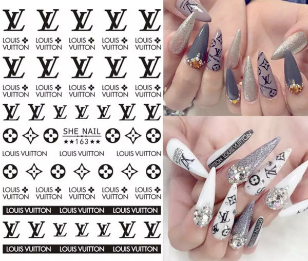 Black and Gold Louis Vuitton Nail Sticker
