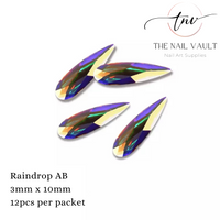 Raindrop AB Rhinestones (3mm x 10mm, pack of 12)