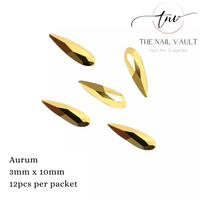 Aurum Raindrop Rhinestones (3mm x 10mm, pack of 12)