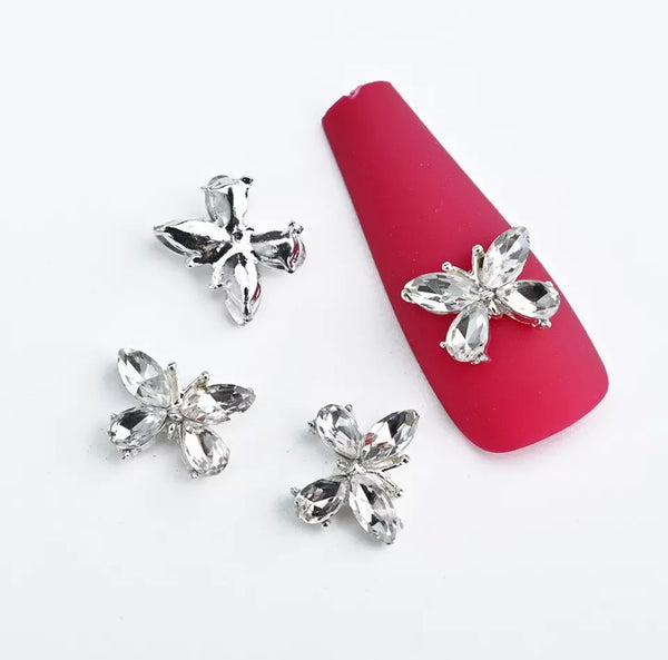 Rhinestone Butterfly Charms (5pc)